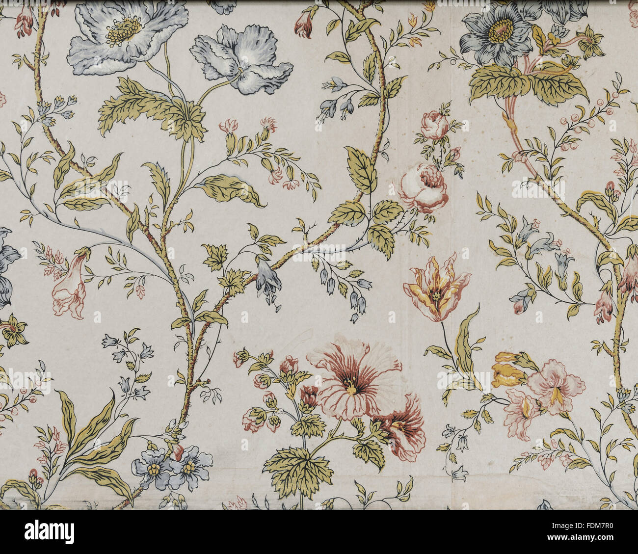 Detail De La Fin Du Xixe Siecle Avec Papier Peint Floral Design Dans La Glycine Chambre Au Chateau De Dunster Somerset Photo Stock Alamy