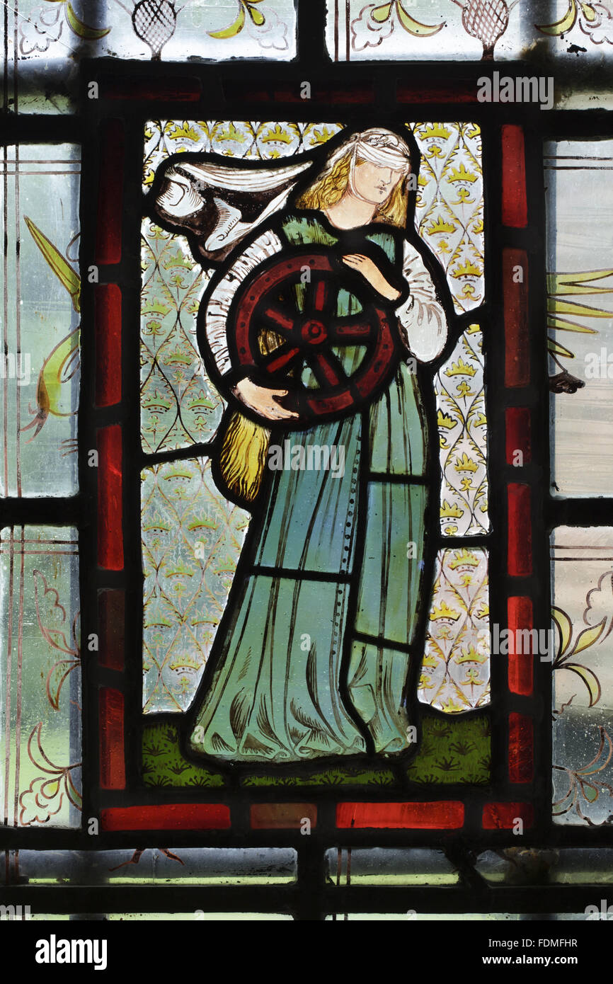 Sir Edward Burne-Jones vitrail "sort", dans le passage au Red House, Trumbull, Kent. Banque D'Images