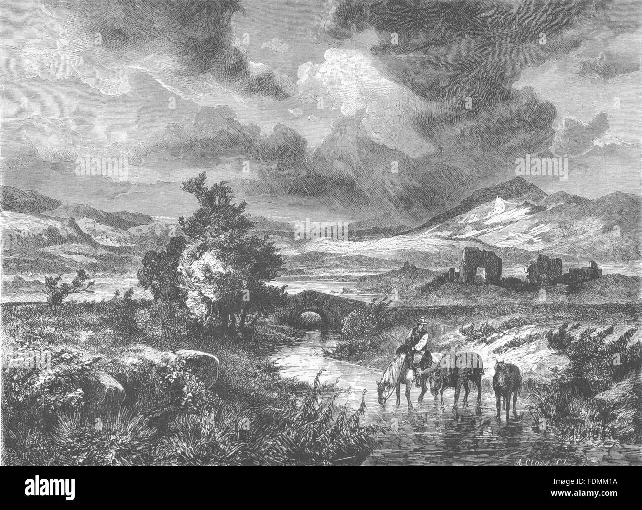 Italie : Bataille près de Tagliacozzo, antique print 1877 Banque D'Images