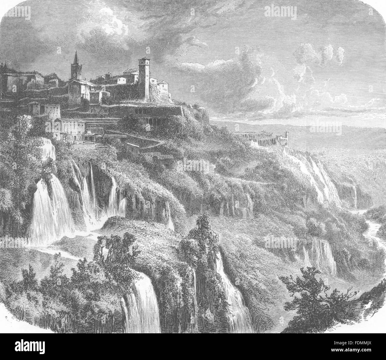 Italie : Tivoli, antique print 1877 Banque D'Images