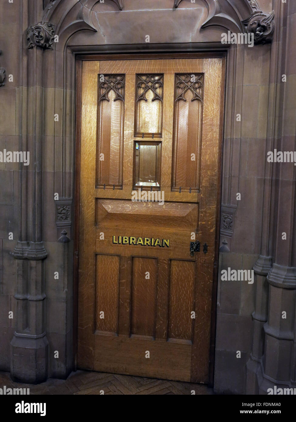 John Rylands Library,intérieur,Deansgate Manchester, Angleterre, Royaume-Uni - la porte de la bibliothèque Banque D'Images