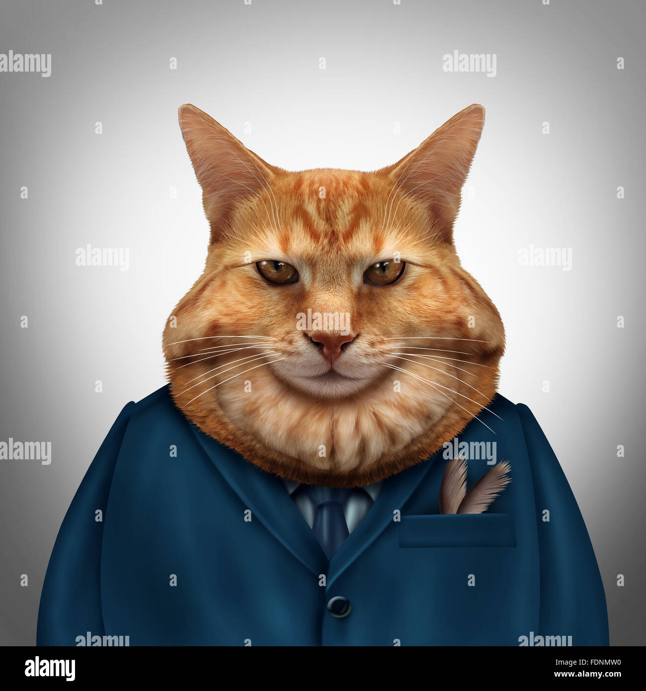 Fat Cat d'affaires comme un caractère caractère félin tycoon businessman comme un symbole pour un riche patron ou d'un magnat d'égoïstes et cupides propriétaire. Banque D'Images