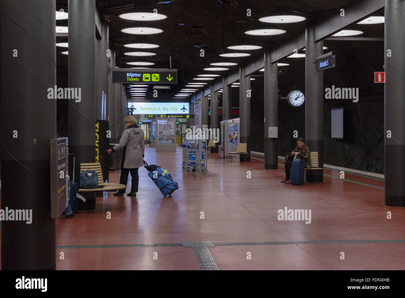 South Station Arlanda à Stockholm, Suède - l'une des deux stations à l'aéroport d'Arlanda utilisé par l'Arlanda Express Banque D'Images