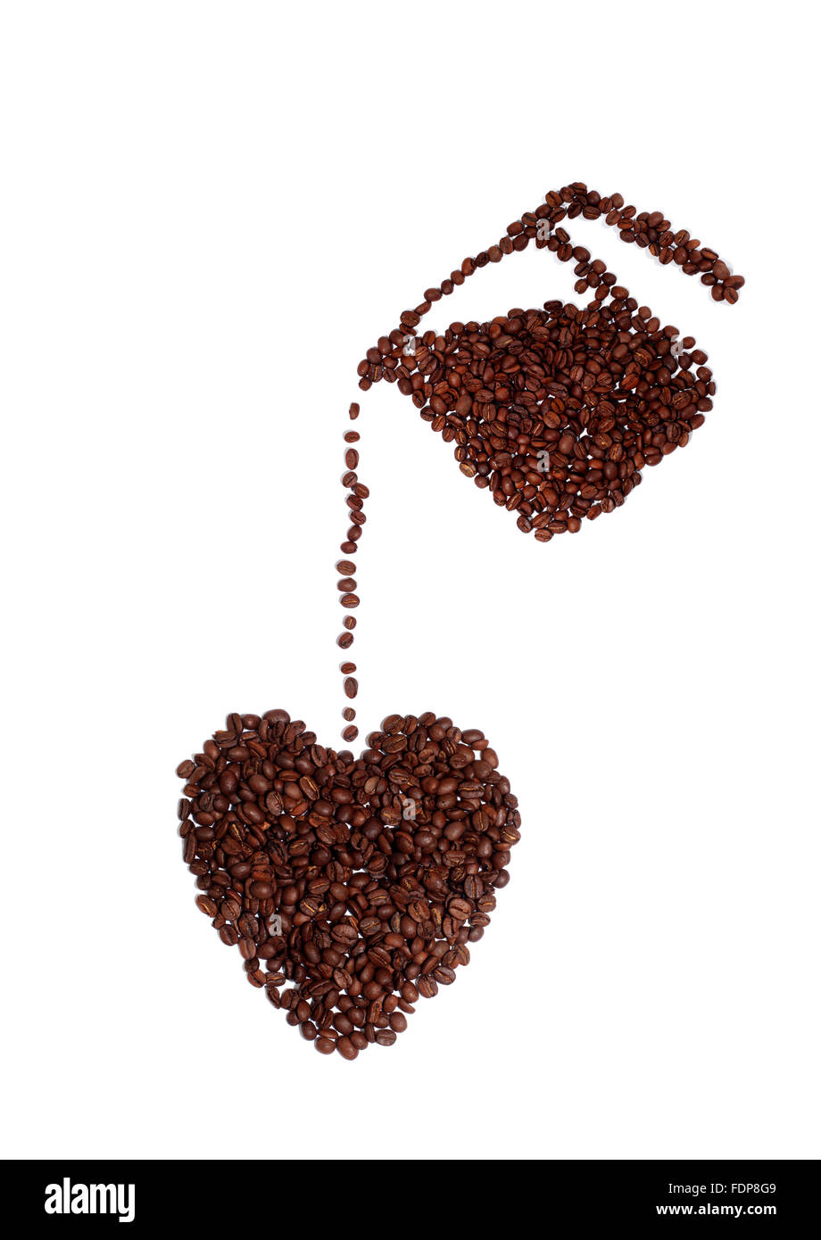 Portrait d'un amoureux de café's coeur fait de grains de café Banque D'Images