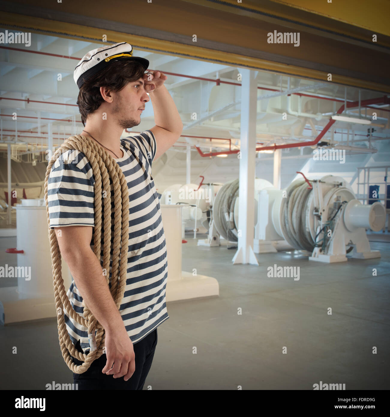 Matelot sur le navire Banque D'Images