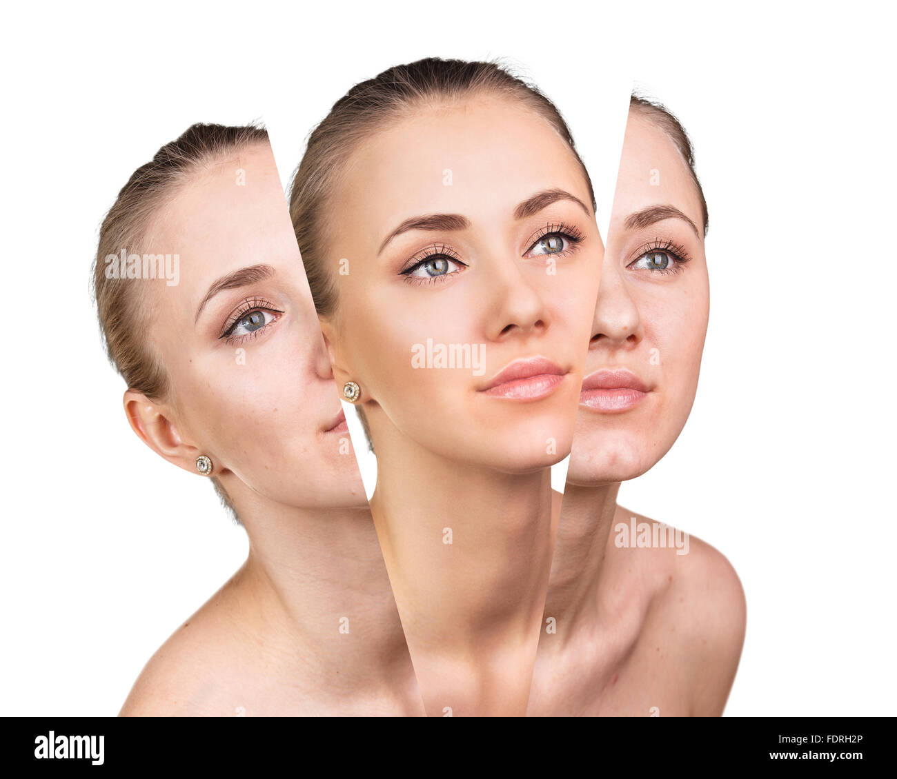 Concept beauté avant et après contraste. Banque D'Images