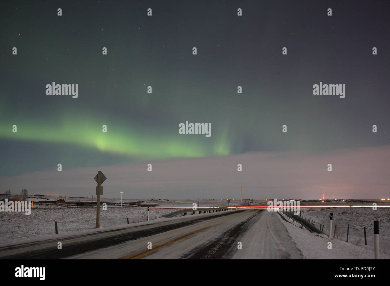 Aurore boréale au-dessus des prairies de l'ouest du Canada I Banque D'Images