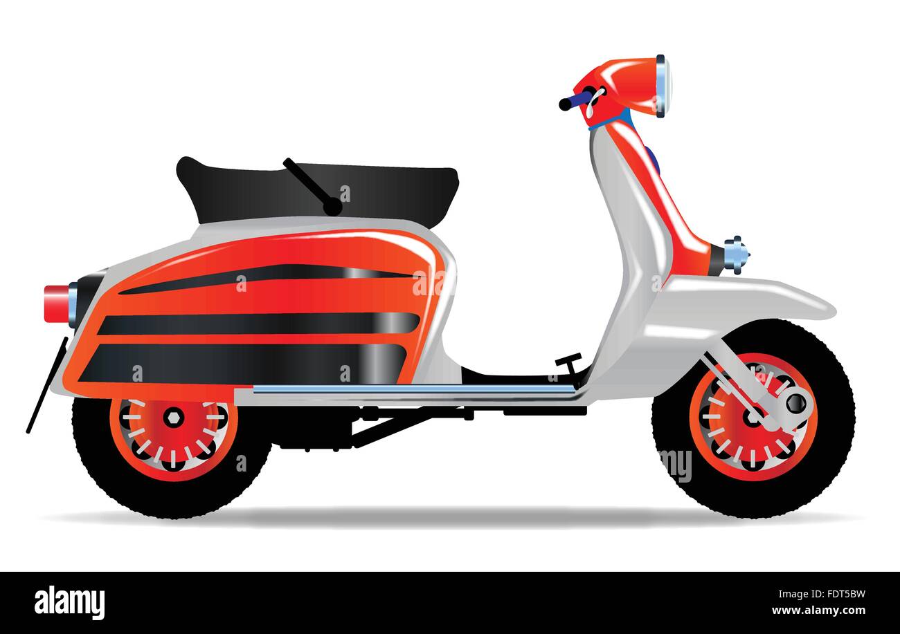 Un typique style 1960 scooter sur un fond blanc Illustration de Vecteur