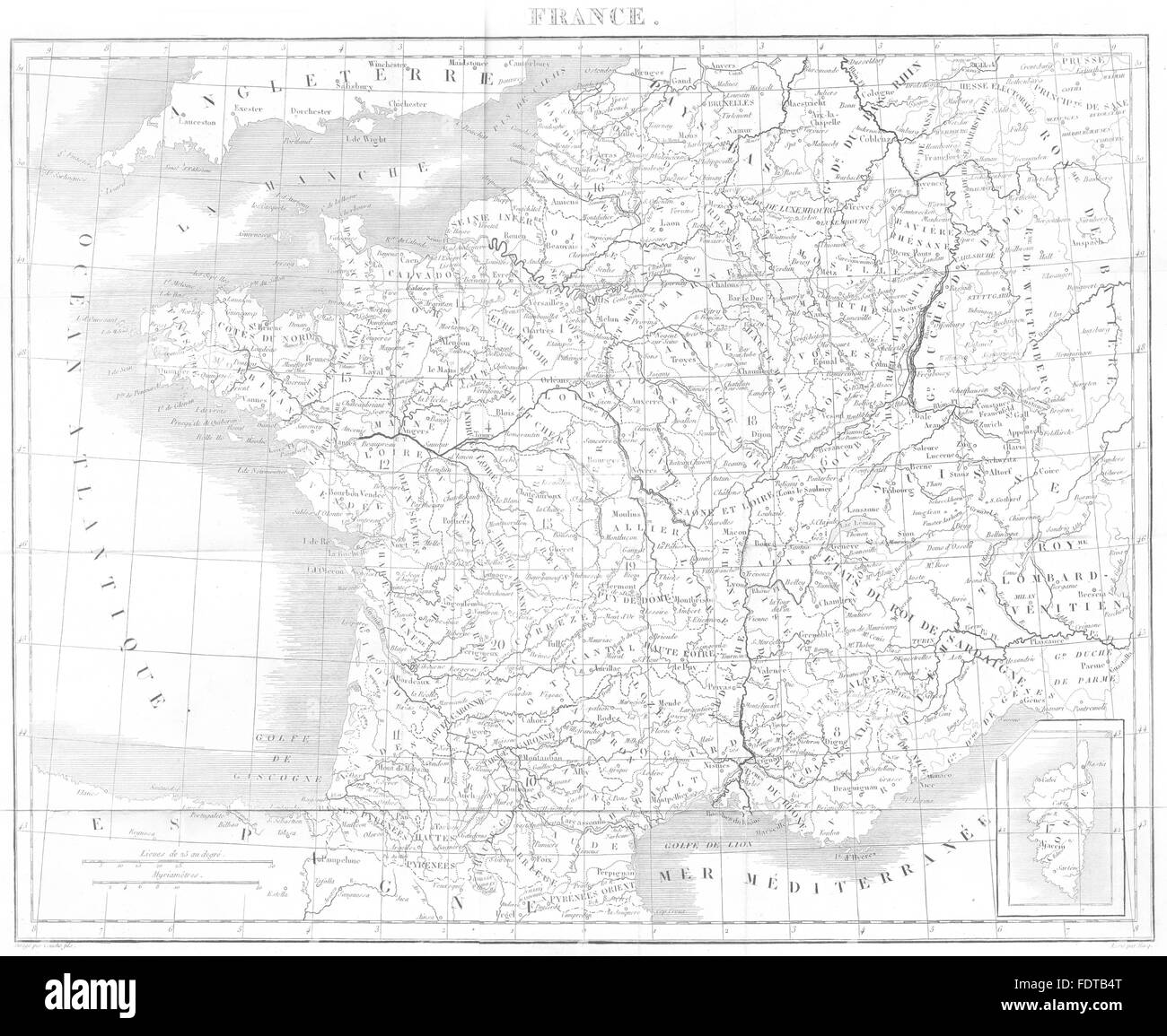 FRANCE : la France. Tardieu, 1830 carte antique Banque D'Images