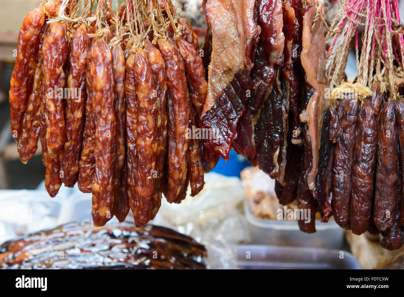 Chinois traditionnel saucisses et bacon Banque D'Images