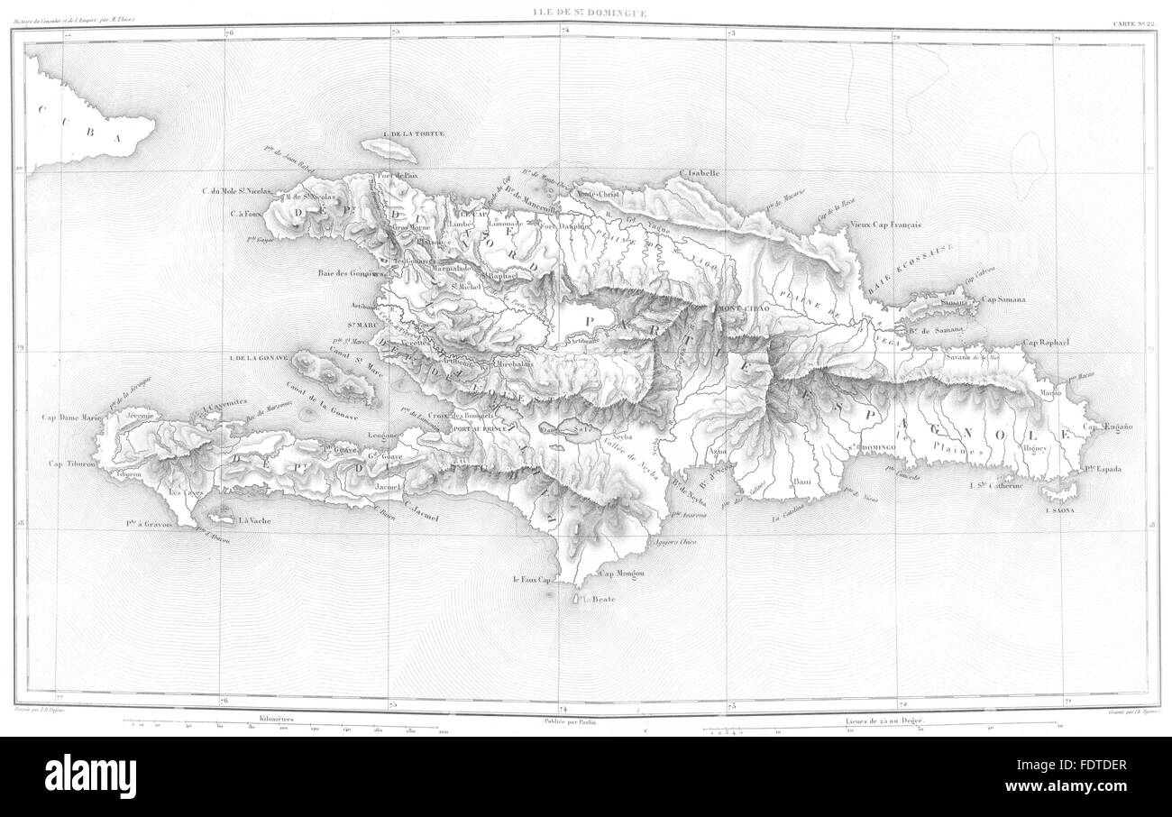 HISPANIOLA : Ile de St Domingue. La République dominicaine et Haïti, 1859 carte antique Banque D'Images