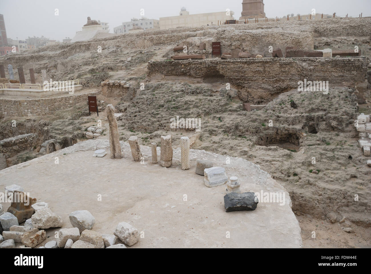 Site de l'archéologie à la colonne de Pompée, Alexandria, Egypte Banque D'Images