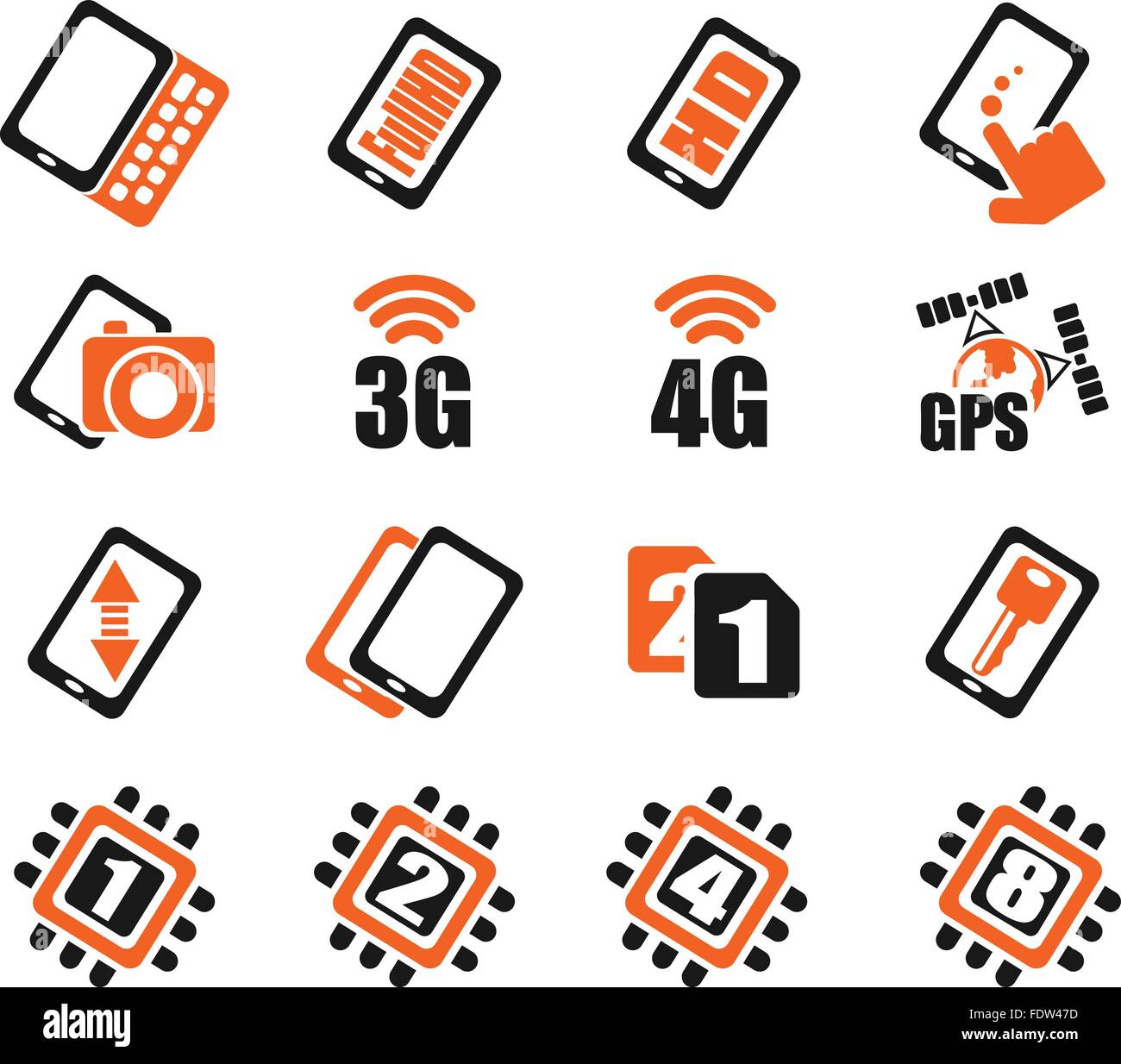 Caractéristiques et fonctions du smartphone, Illustration de Vecteur