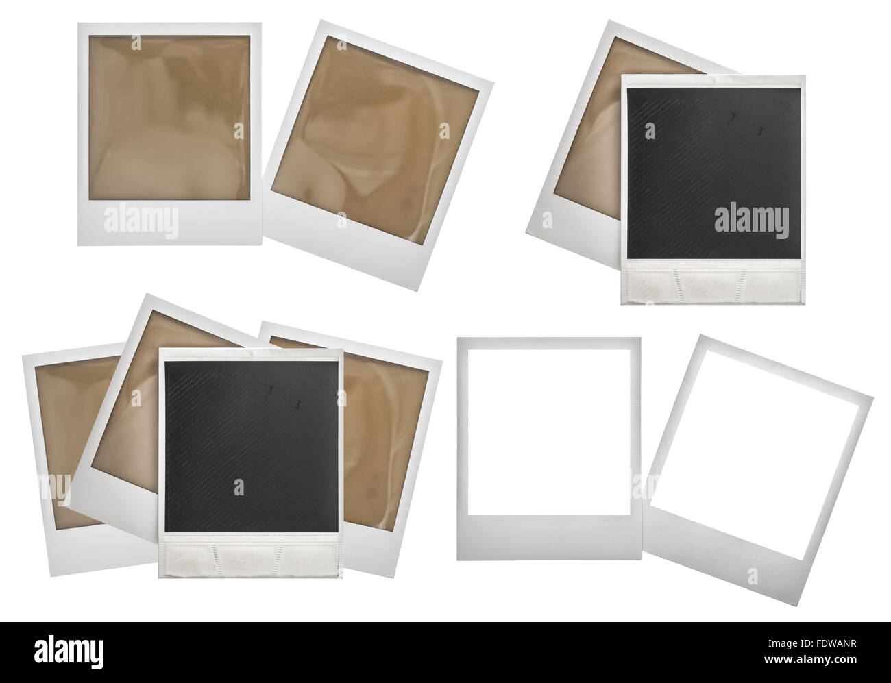 Cadres photo Polaroid isolé sur fond blanc Banque D'Images