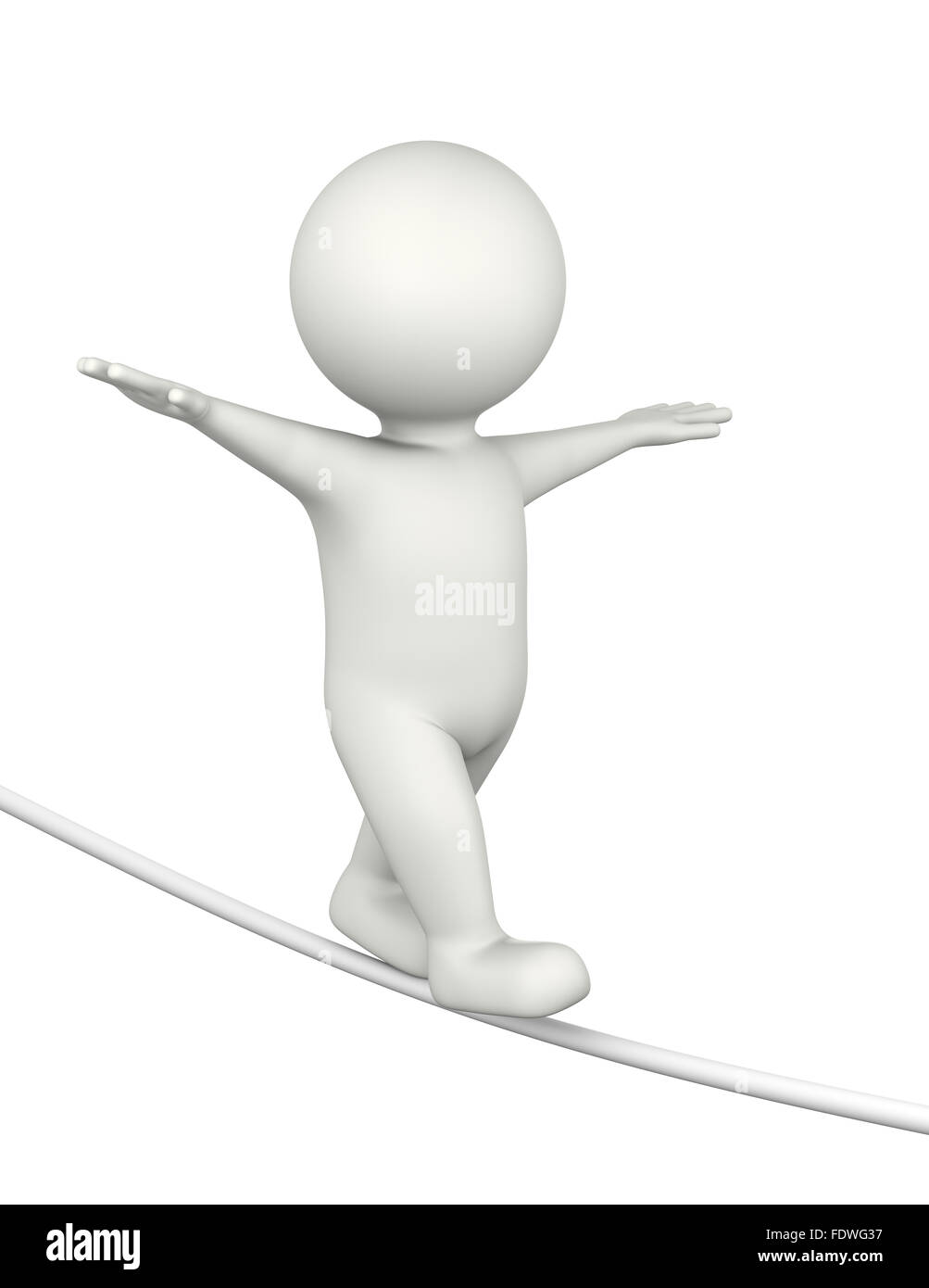 Funambule Personnage Blanc 3D Illustration sur fond blanc Banque D'Images