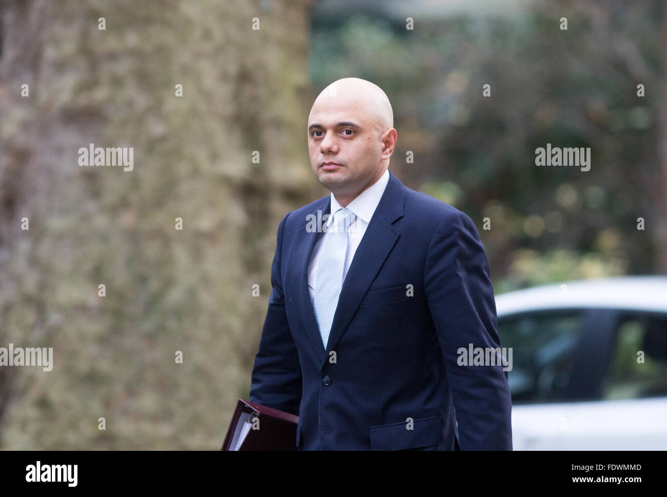 Sajid Javid,secrétaire d'État à l'innovation des entreprises et des compétences,arrive à Downing Street pour la réunion hebdomadaire du cabinet Banque D'Images