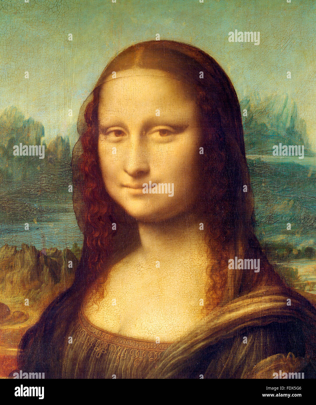 La Joconde de Léonard de Vinci. Détail de la face. Banque D'Images