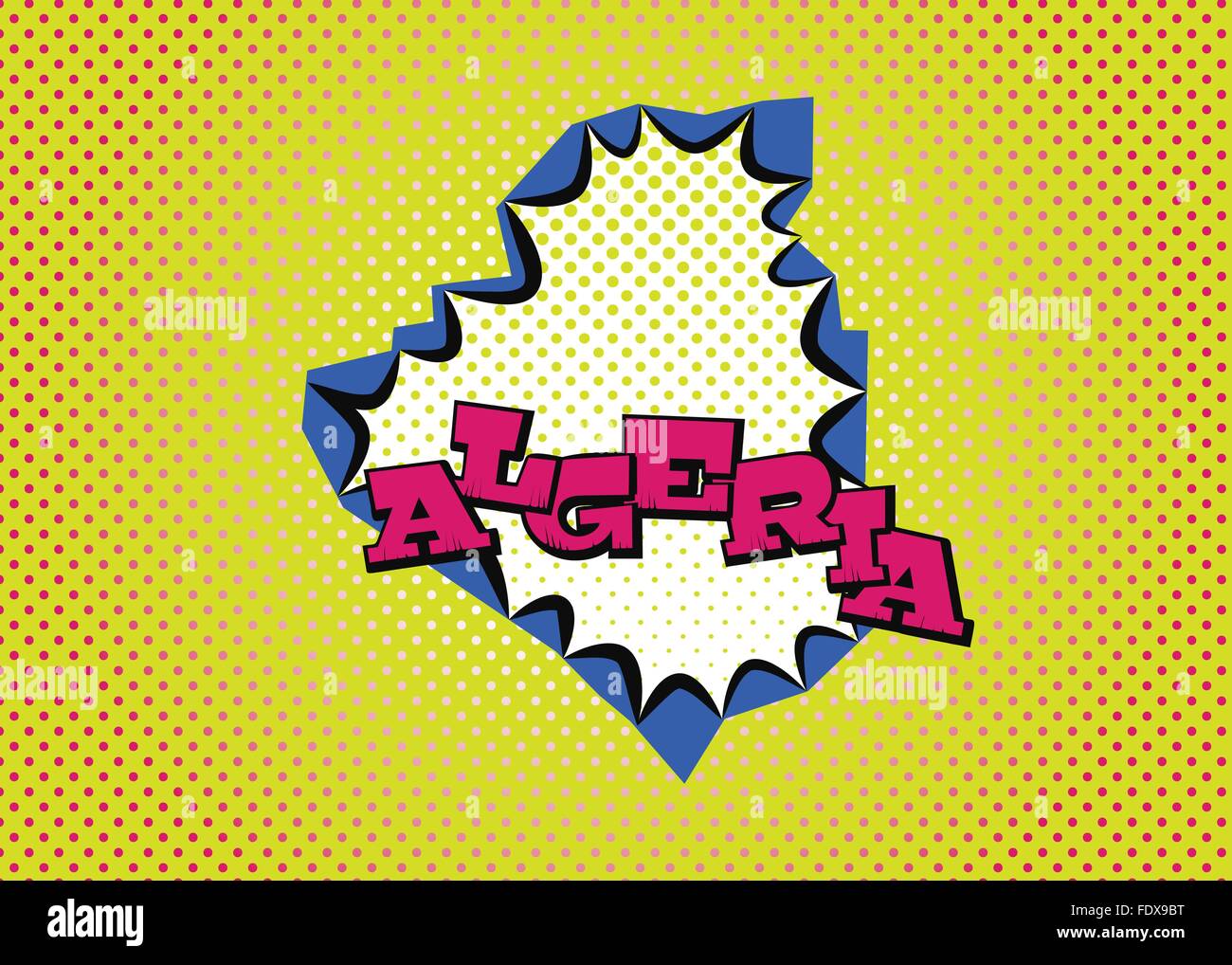 En Algérie carte de style pop art, de la soie et des points d'impression lettrage spécial. Illustration de Vecteur