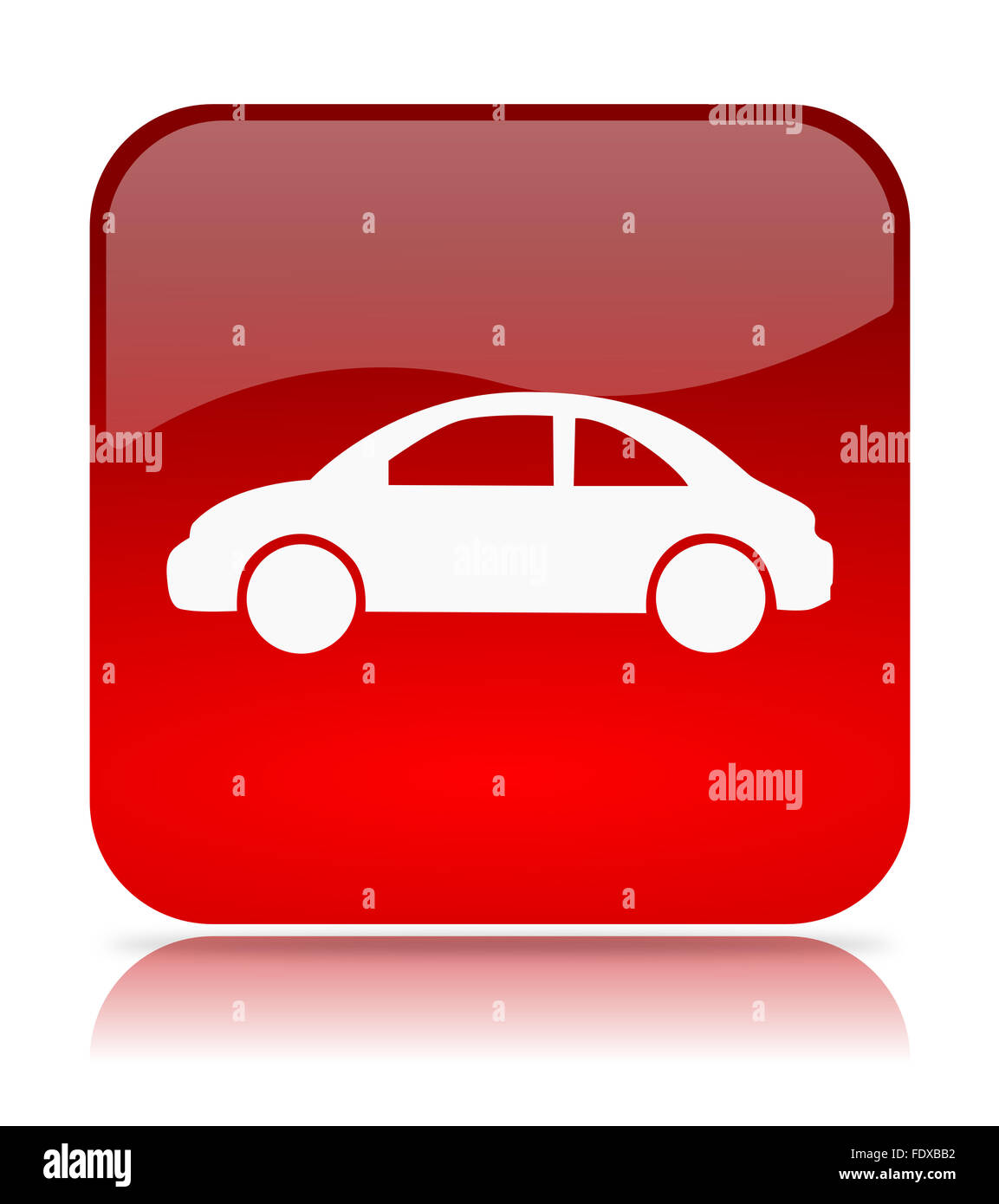 Voiture rouge sur Icône d'App. Illustration sur fond blanc Banque D'Images