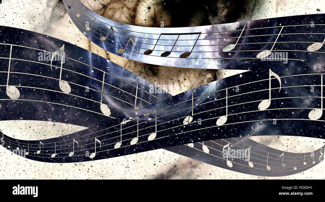 Illustration de retro grunge background musical avec des notes. Banque D'Images
