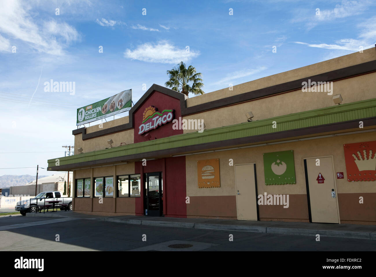 Vue d'un Del Taco à Palm Springs, Californie Banque D'Images