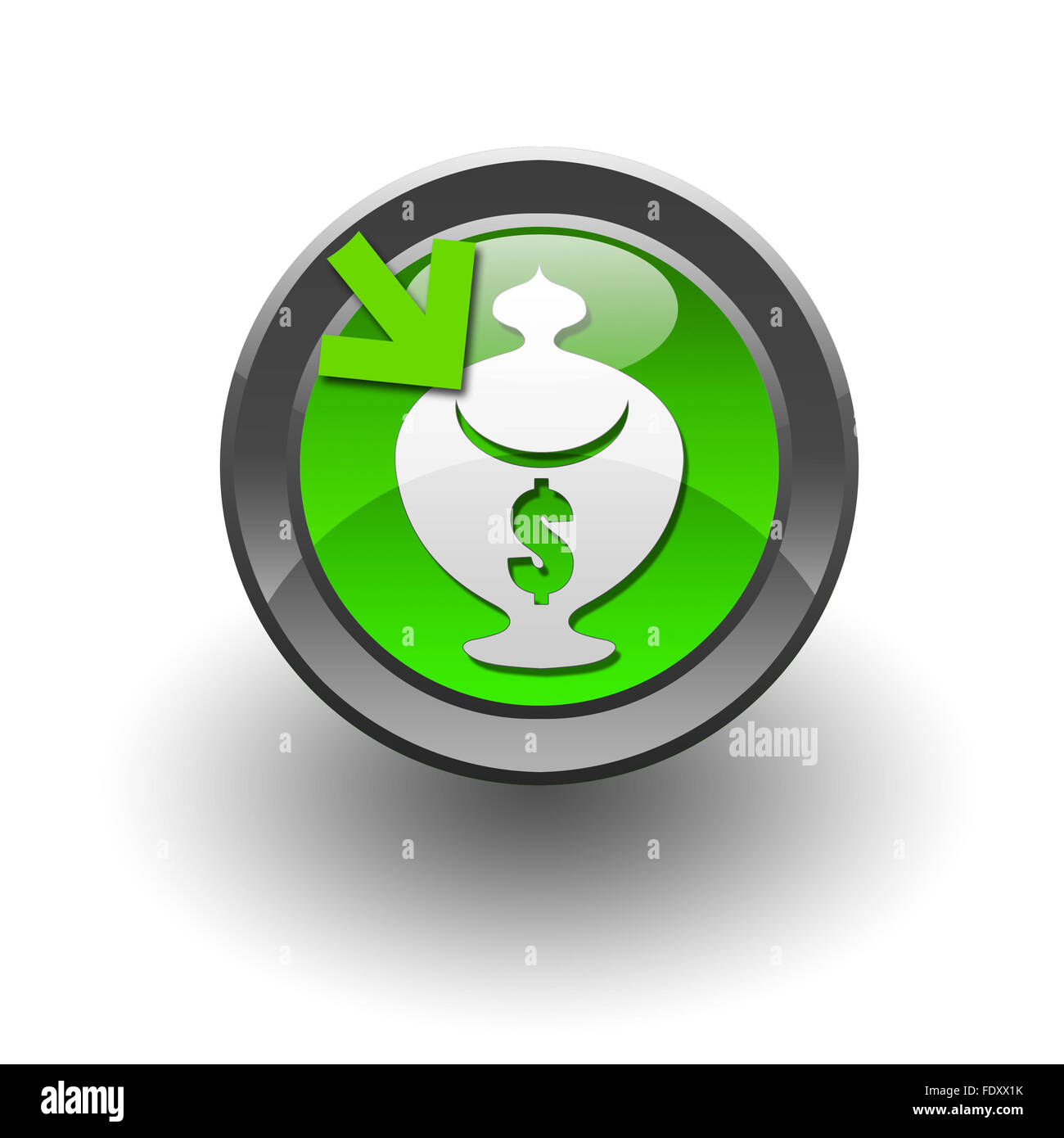 Cercle de couleur bouton avec symboles de devises à l'intérieur Banque D'Images