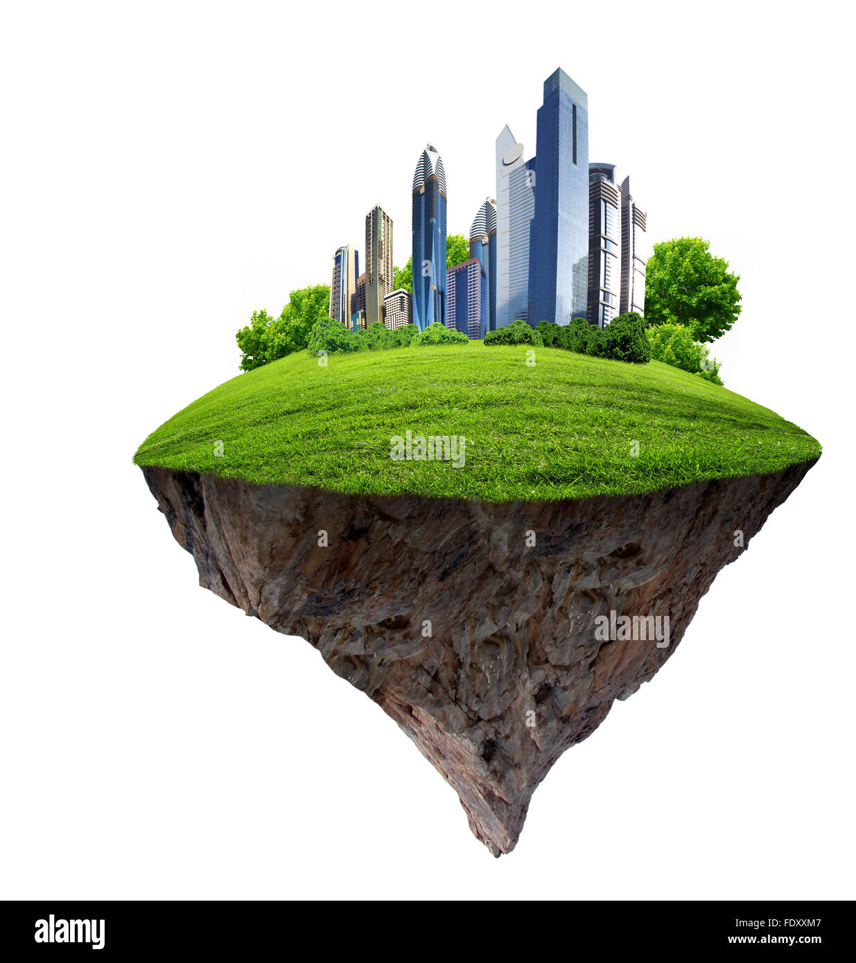 Image d'une ville moderne entourée de nature paysage Banque D'Images