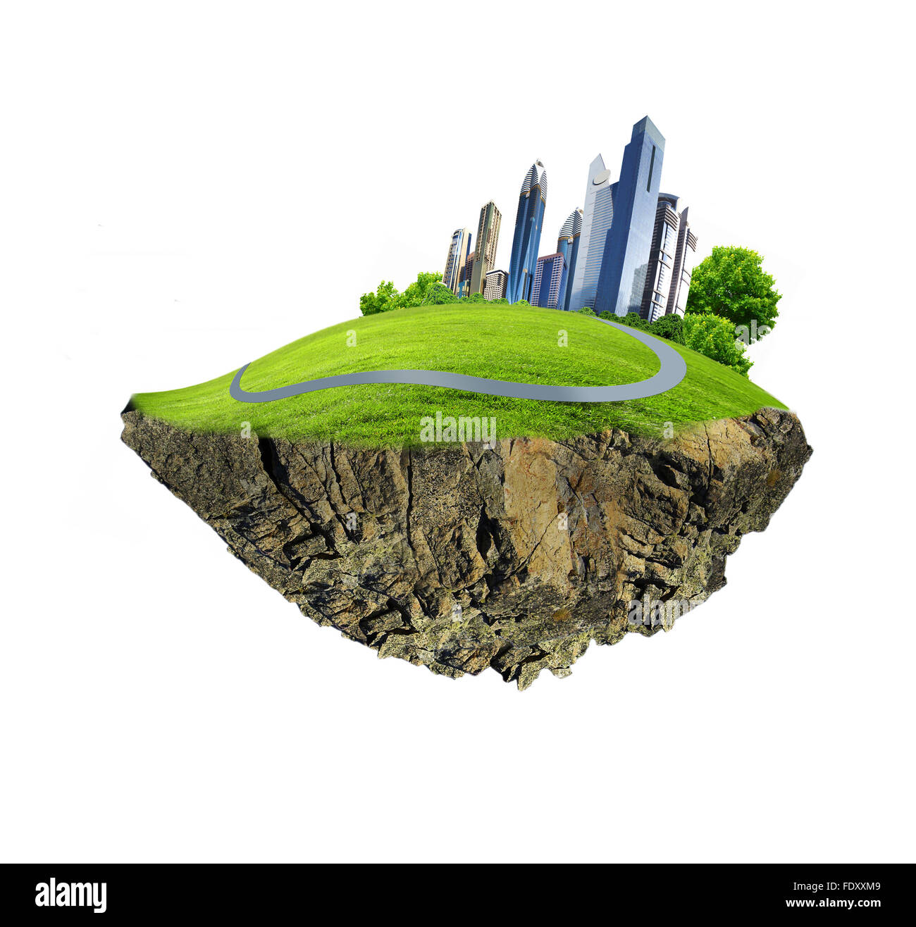 Image d'une ville moderne entourée de nature paysage Banque D'Images