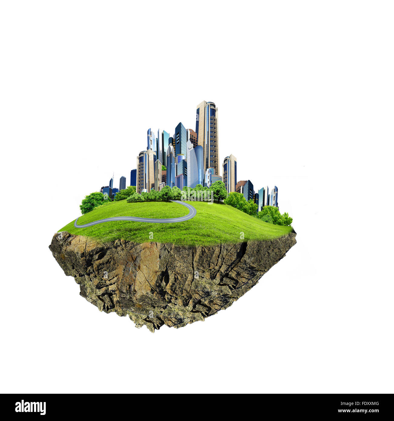 Image d'une ville moderne entourée de nature paysage Banque D'Images