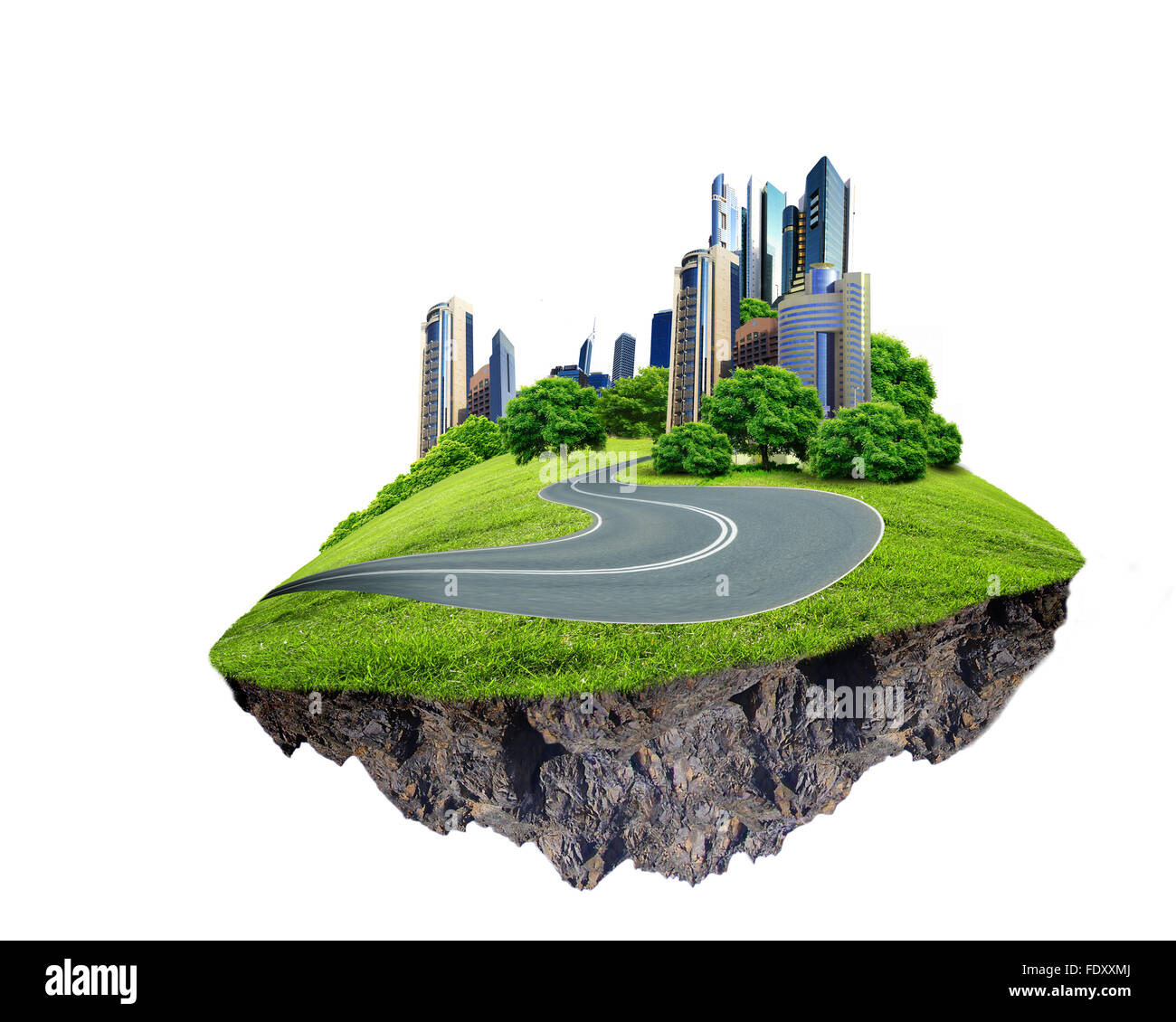 Image d'une ville moderne entourée de nature paysage Banque D'Images