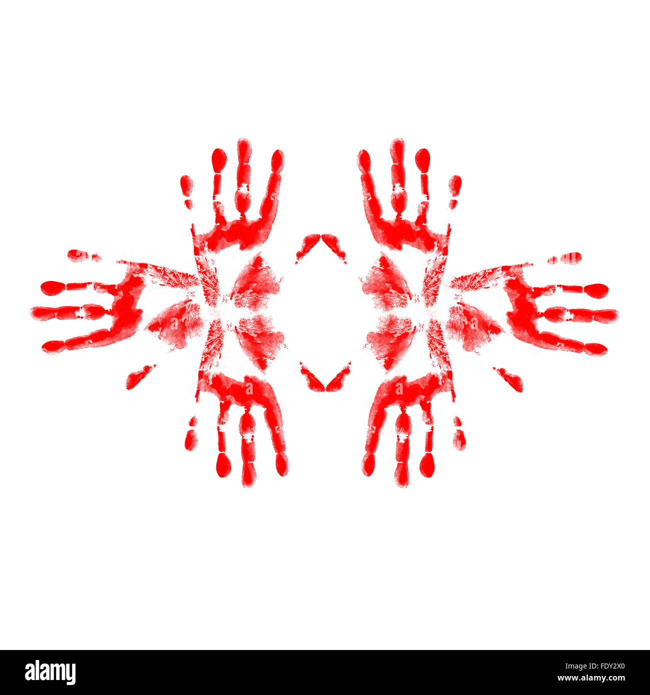 Empreintes de différentes couleurs sur un fond blanc dans différentes positions. Banque D'Images