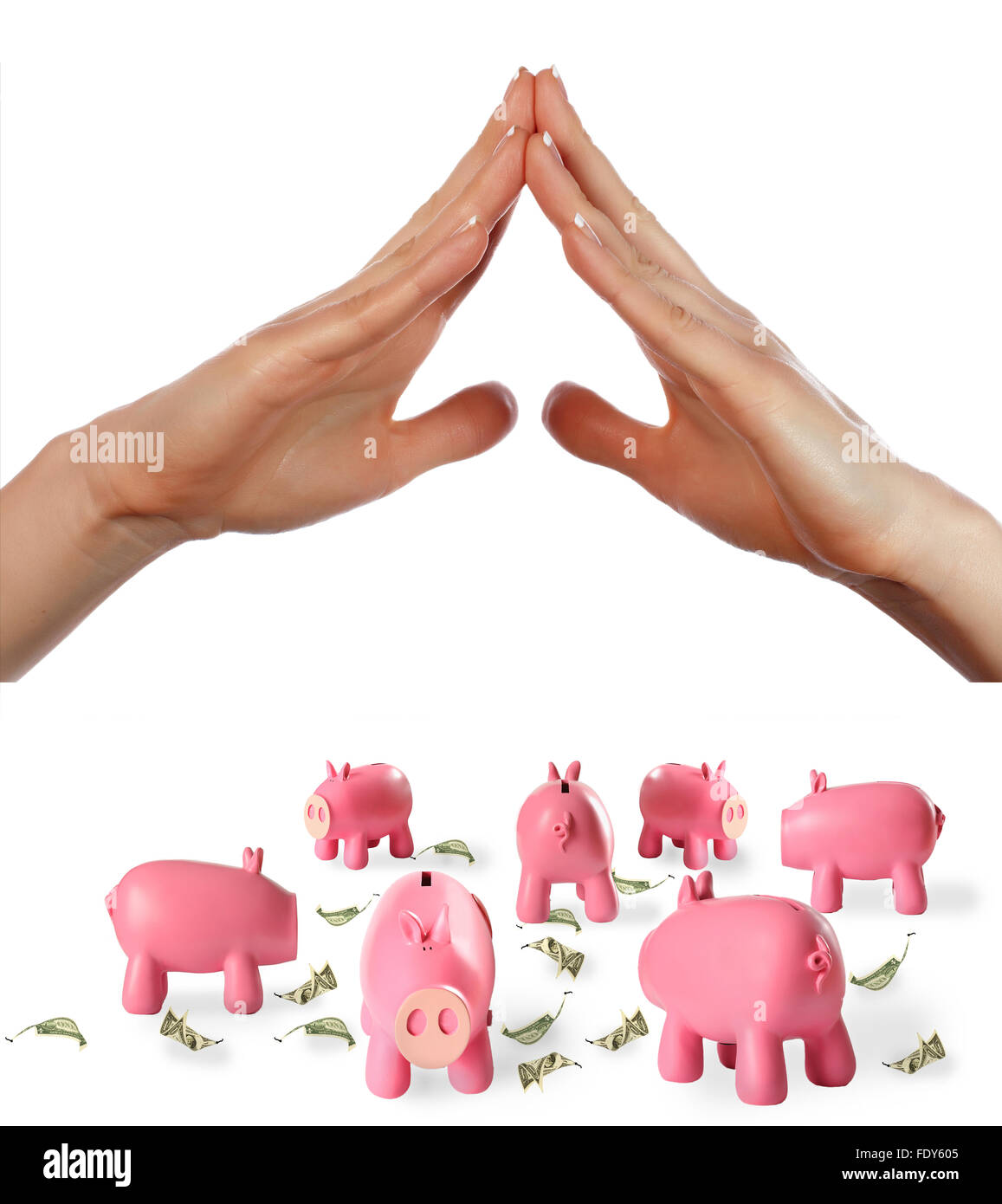 Armes et tirelire - un symbole de l'investissement dans l'avenir Banque D'Images