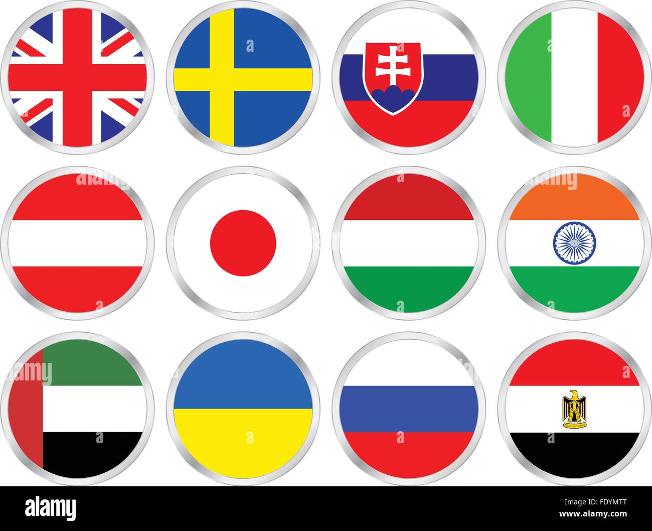 Drapeaux nationaux circle icon set. Vector illustration. Illustration de Vecteur