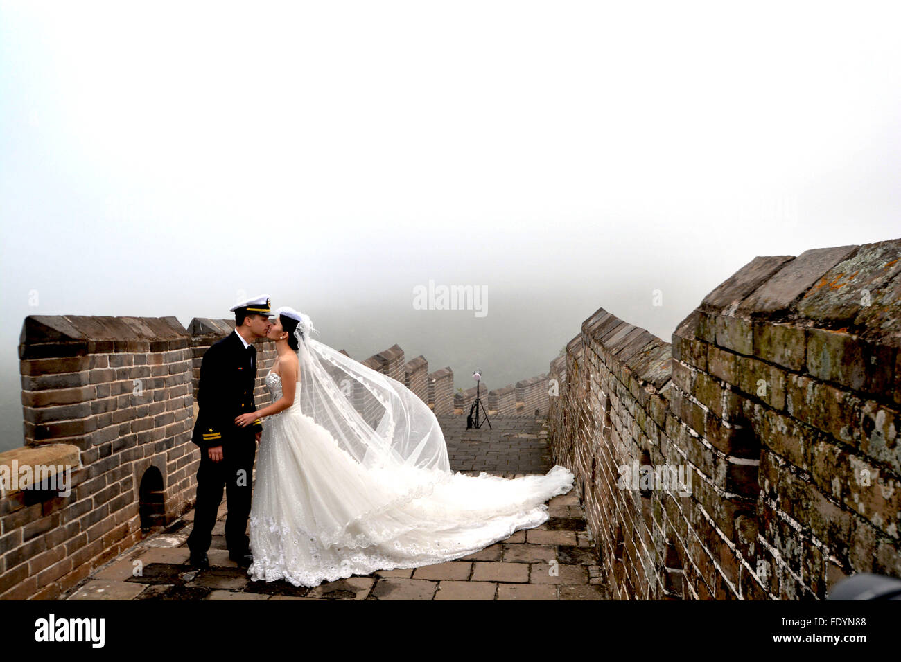 Bride sur la Grande Muraille Banque D'Images