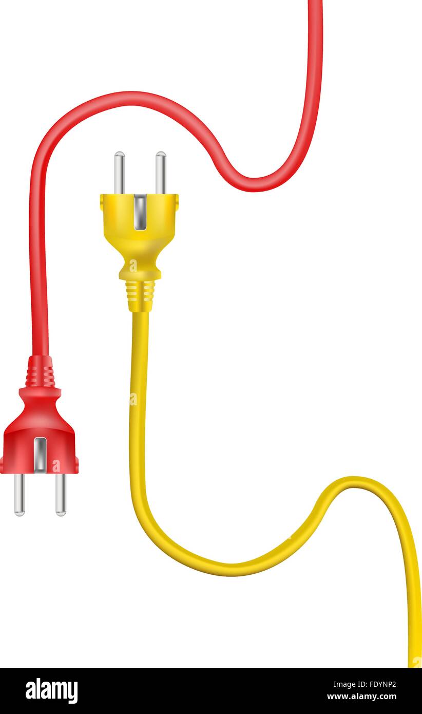 Câble électrique jaune et rouge des bouchons. vector Illustration de Vecteur