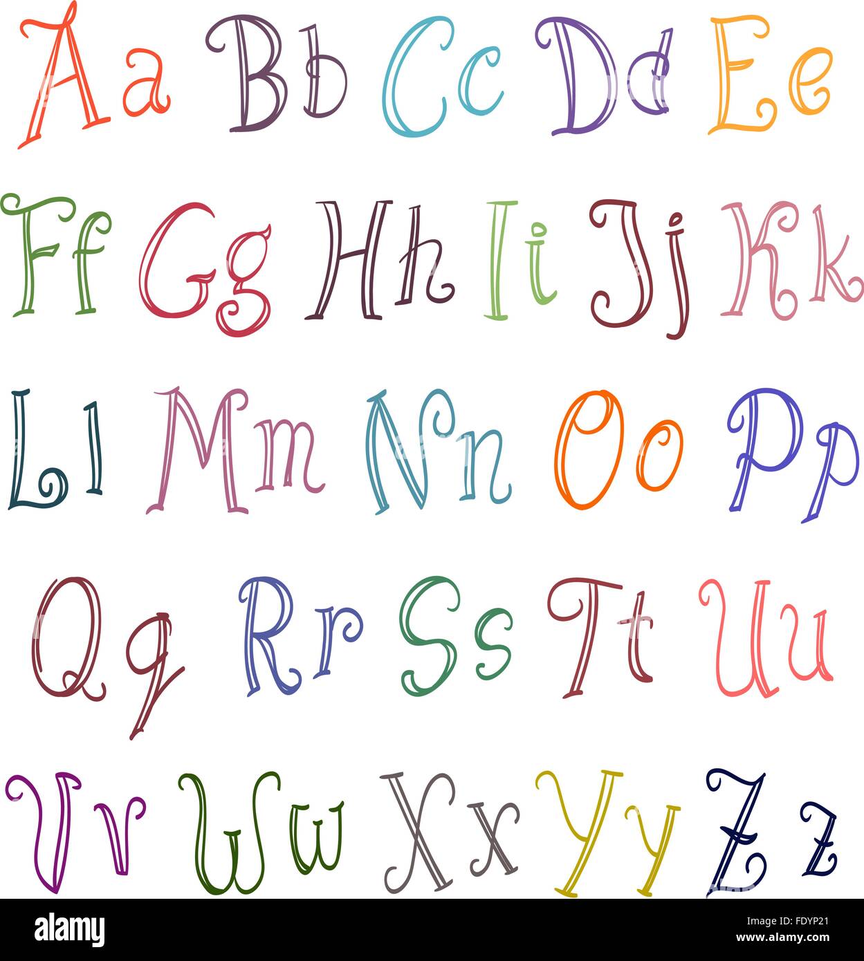 Alphabet couleur sur blanc. vector Illustration de Vecteur