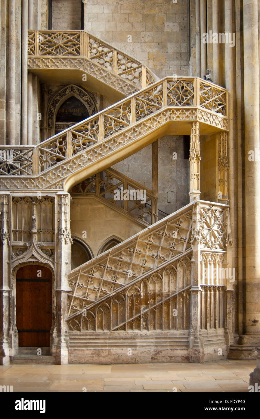 IFrance, Seine Maritime, Rouen, la Cathédrale Notre Dame, connue sous le nom d'escalier des libraires (libraires), typique du style gothique Banque D'Images