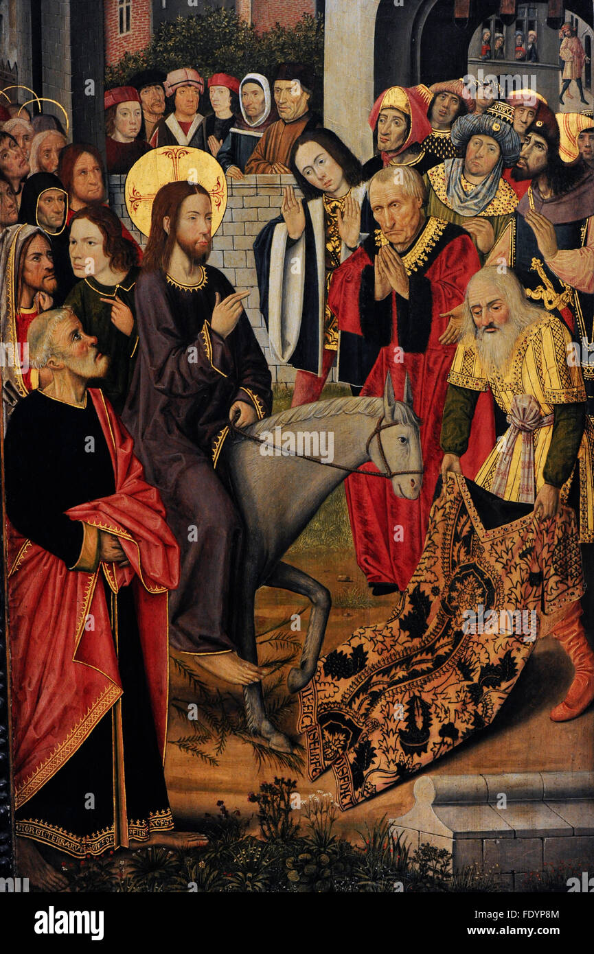 Maître de l'Thuizon retable. Seconde moitié du 15ème siècle. L'entrée à Jérusalem. Le Musée de l'Ermitage. Saint Petersburg. La Russie. Banque D'Images