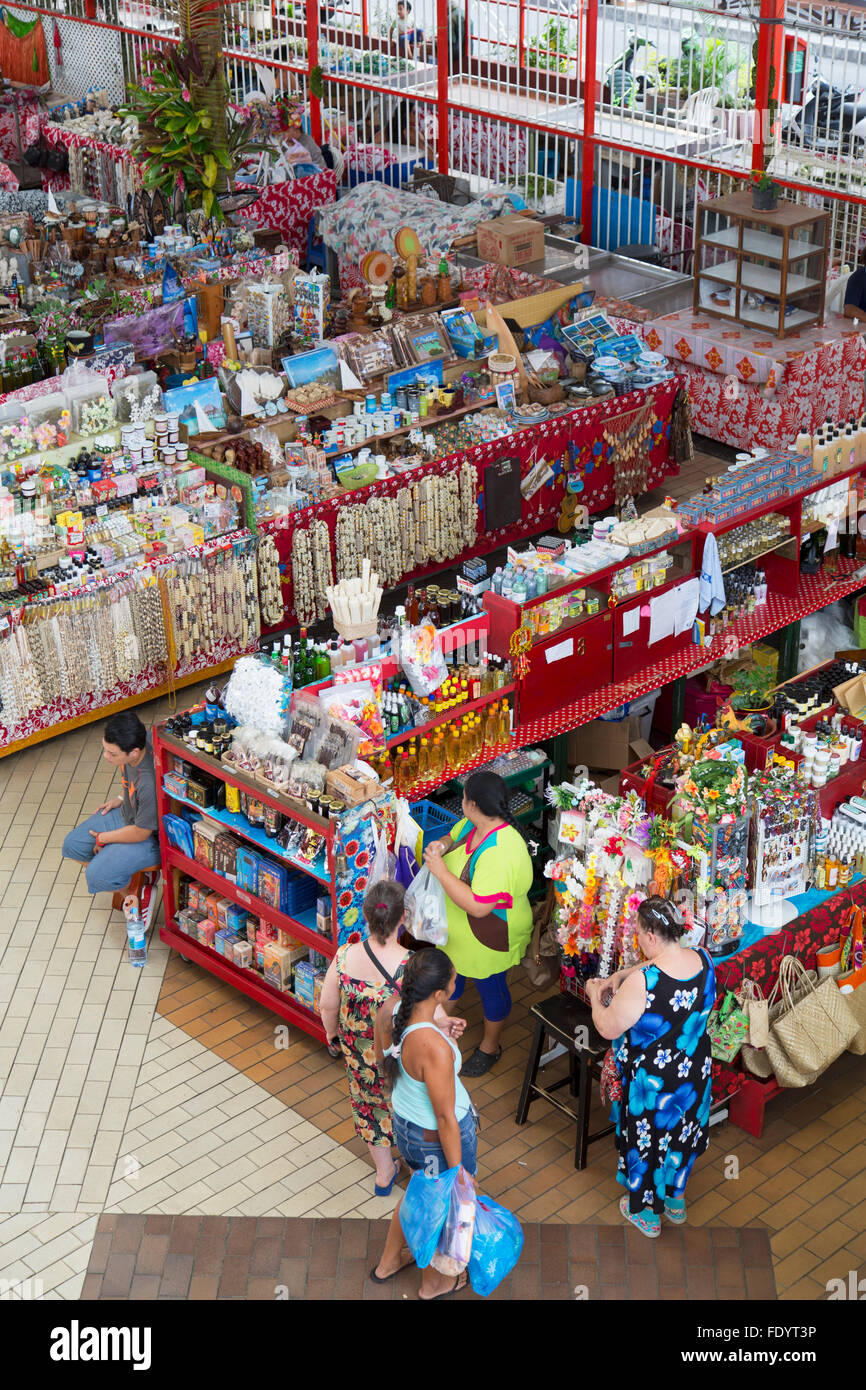 Marche de Pape'ete (Pape'ete marché), Pape'ete, Tahiti, Polynésie Française Banque D'Images