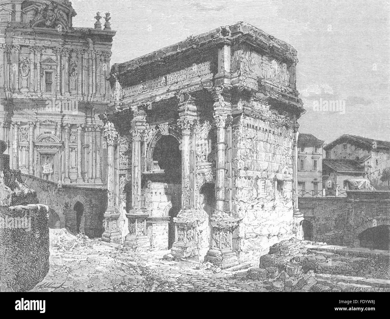 ROME : Arch of Septimius Severus, antique print 1872 Banque D'Images