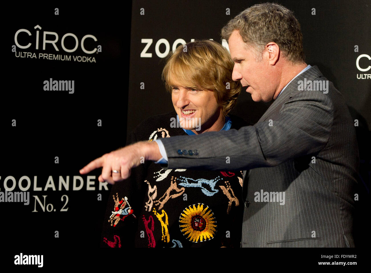 Madrid, Espagne. 06Th Feb 2016. Owen Wilson et Ferrel à la première de 'Zoolander 2' au Cine Capitol. Madrid, 01.02.2016. Dpa : Crédit photo alliance/Alamy Live News Banque D'Images