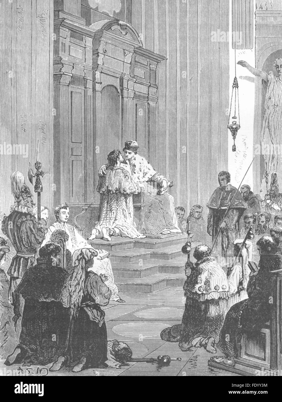 ROME : pénitencier, St Peter's, antique print 1872 Banque D'Images
