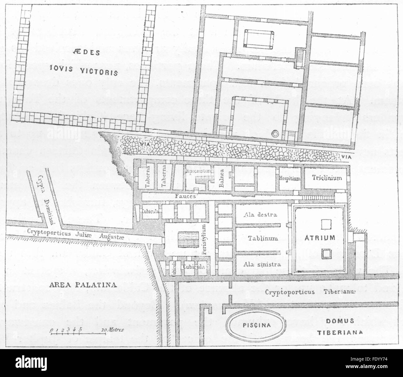 ROME : Plan de Livia's House, antique print 1872 Banque D'Images