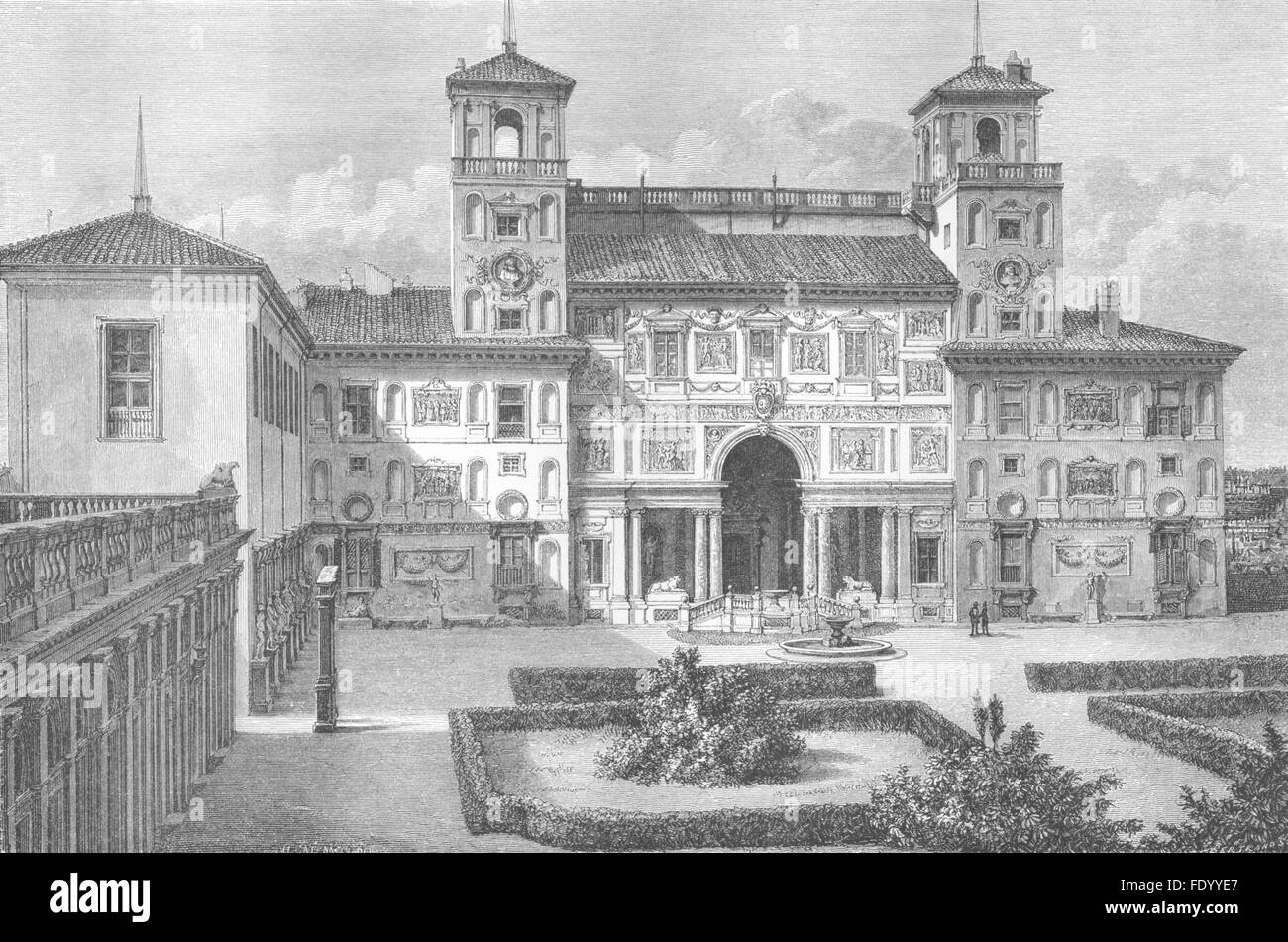 ROME : Villa Medici(Jardin Avant), antique print 1872 Banque D'Images