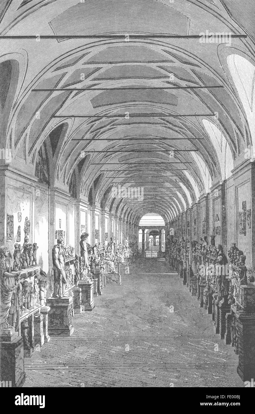 VATICAN : le Musée Chiaramonti, antique print 1872 Banque D'Images