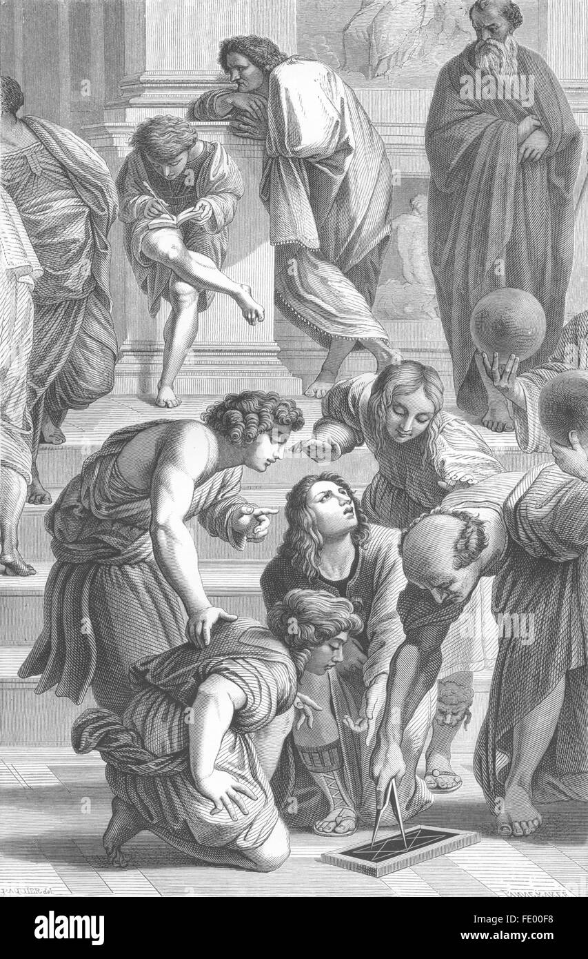 Grèce : l'École d'Athènes(Gallery Della Segnatura), antique print 1872 Banque D'Images