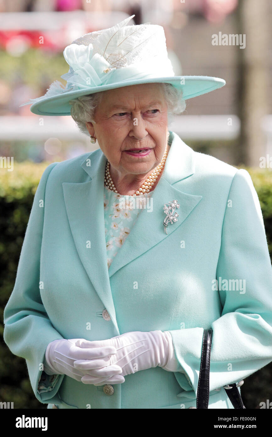 Ascot, Royaume-Uni, la reine Elizabeth II, reine de Grande-Bretagne et d'Irlande du Nord Banque D'Images