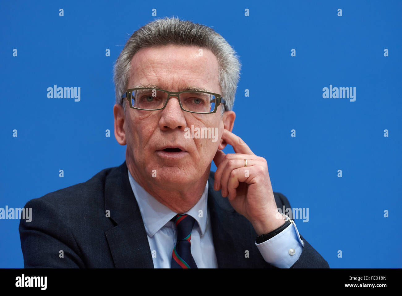 Berlin, Allemagne, le ministre de l'Intérieur, Thomas de Maizière, CDU Banque D'Images