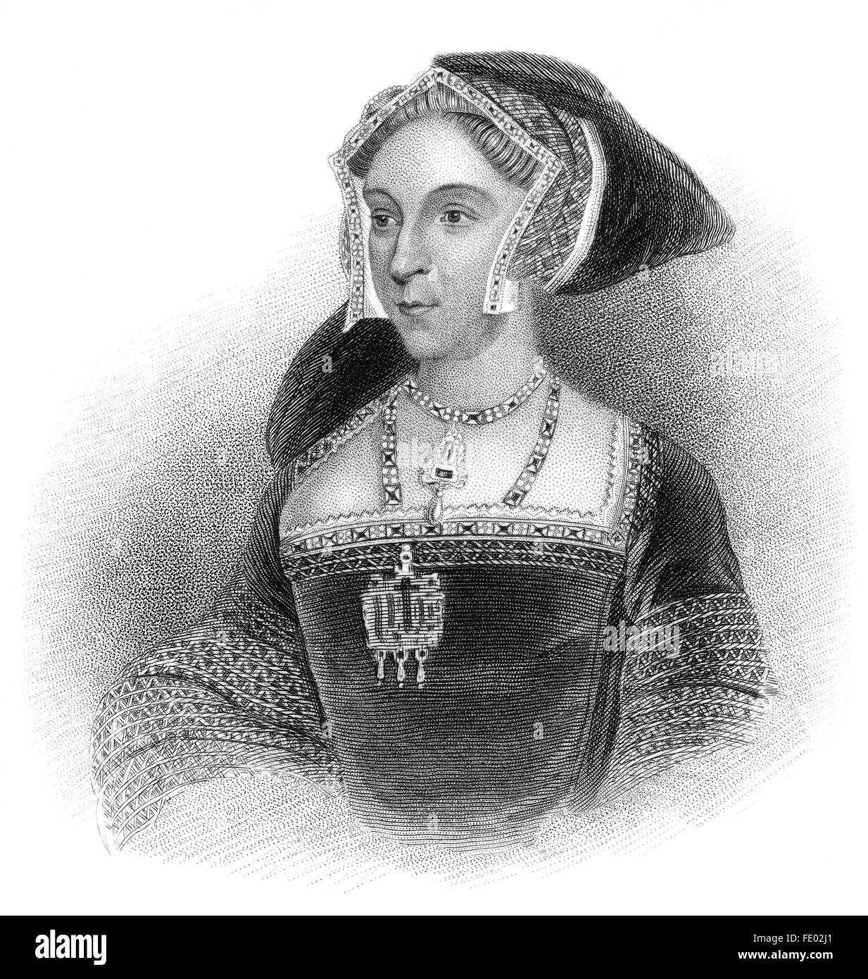 Jane Seymour, ch. 1508-1537, reine d'Angleterre de 1536 à 1537 comme la troisième épouse du roi Henry VIII. Banque D'Images