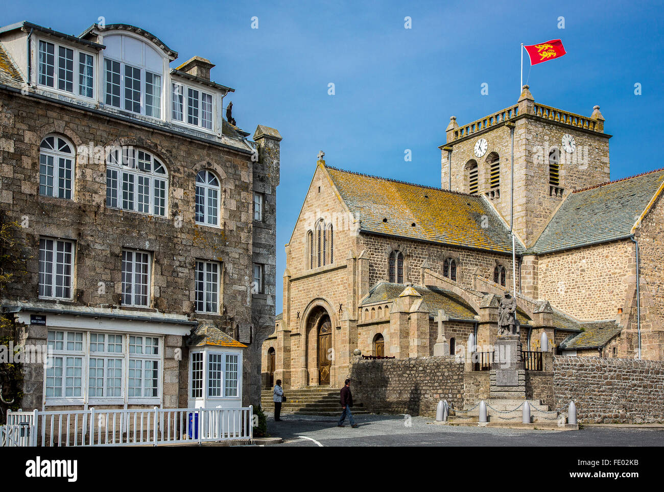 France, Normandie, Barfleur, l'église dans l'ancien centre du pays Banque D'Images